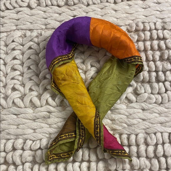 Vintage Silk Mandala Colorblock Scarf | Multicolor | 17 x 17 - Picture 7 of 7